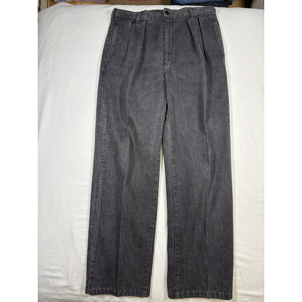 VTG 90s Levis Pleated Denim Pants Mens 31x34 Faded Black Charcoal Made in USA